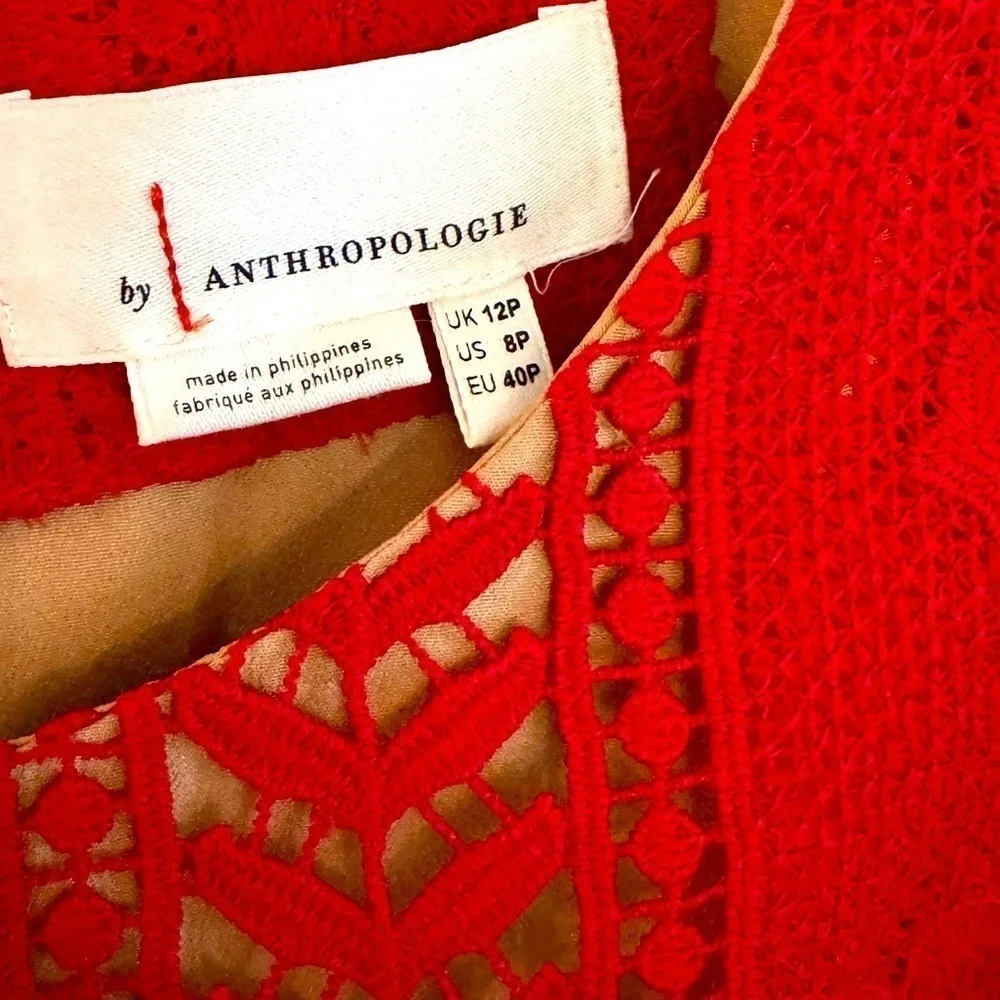 Anthropologie red lace dress size 8p - Picture 5 of 8